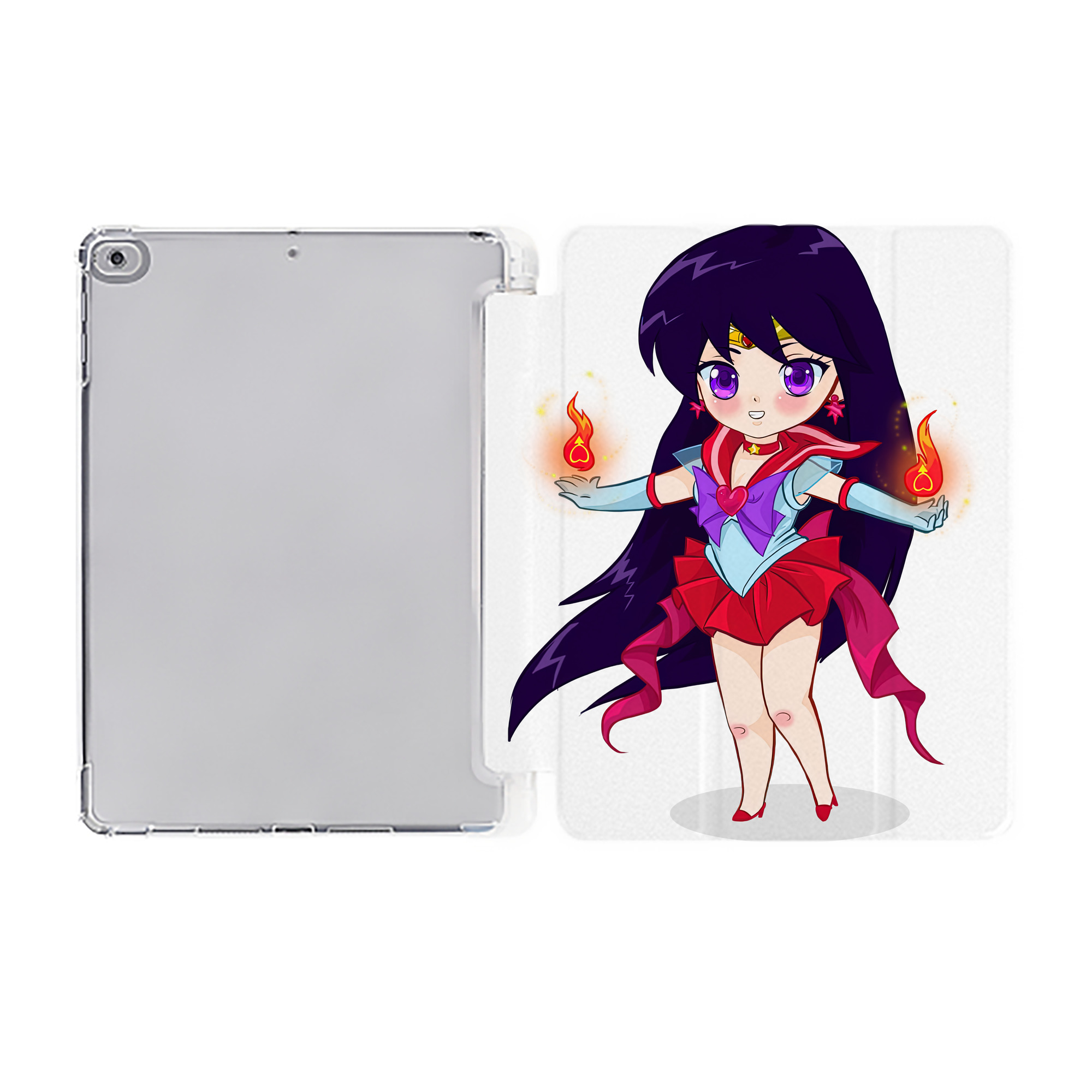 （画像用） 美少女戦士セーラームーン 火野レイ ひの レイ Sailor Moon Hino Rei （セーラーマーズ,Sailor Mars） IPad ケース ペン収納付き 三つ折りスタンド PUレザー×シリコン 対応機種9.5/10.5/10.9インチ
